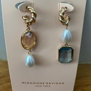 Mignonne Gavigan mismatch dangle earrings with gemstone